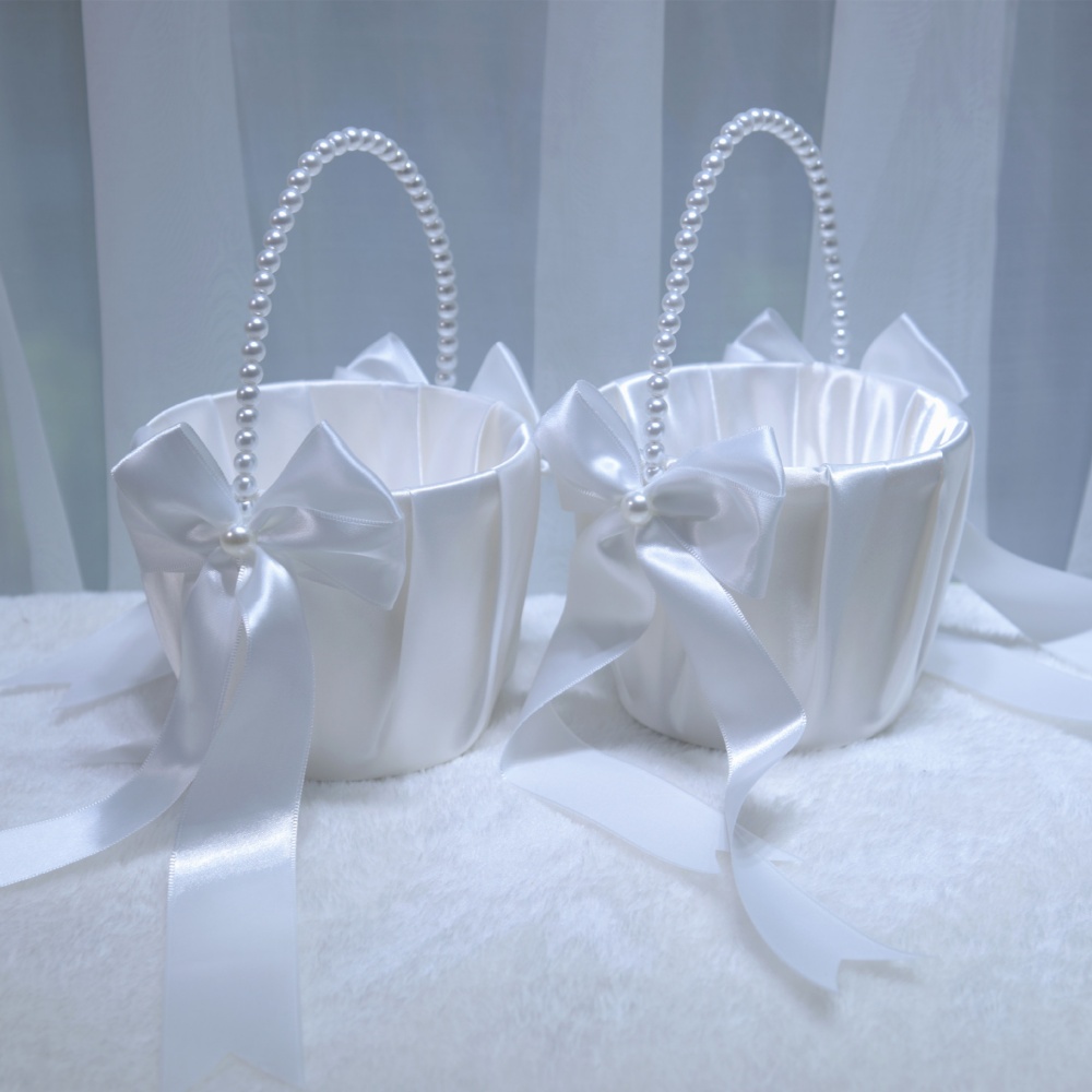 White Satin Bow Flower Girl Ba - đánh giá và giá Gardening Tools Girls