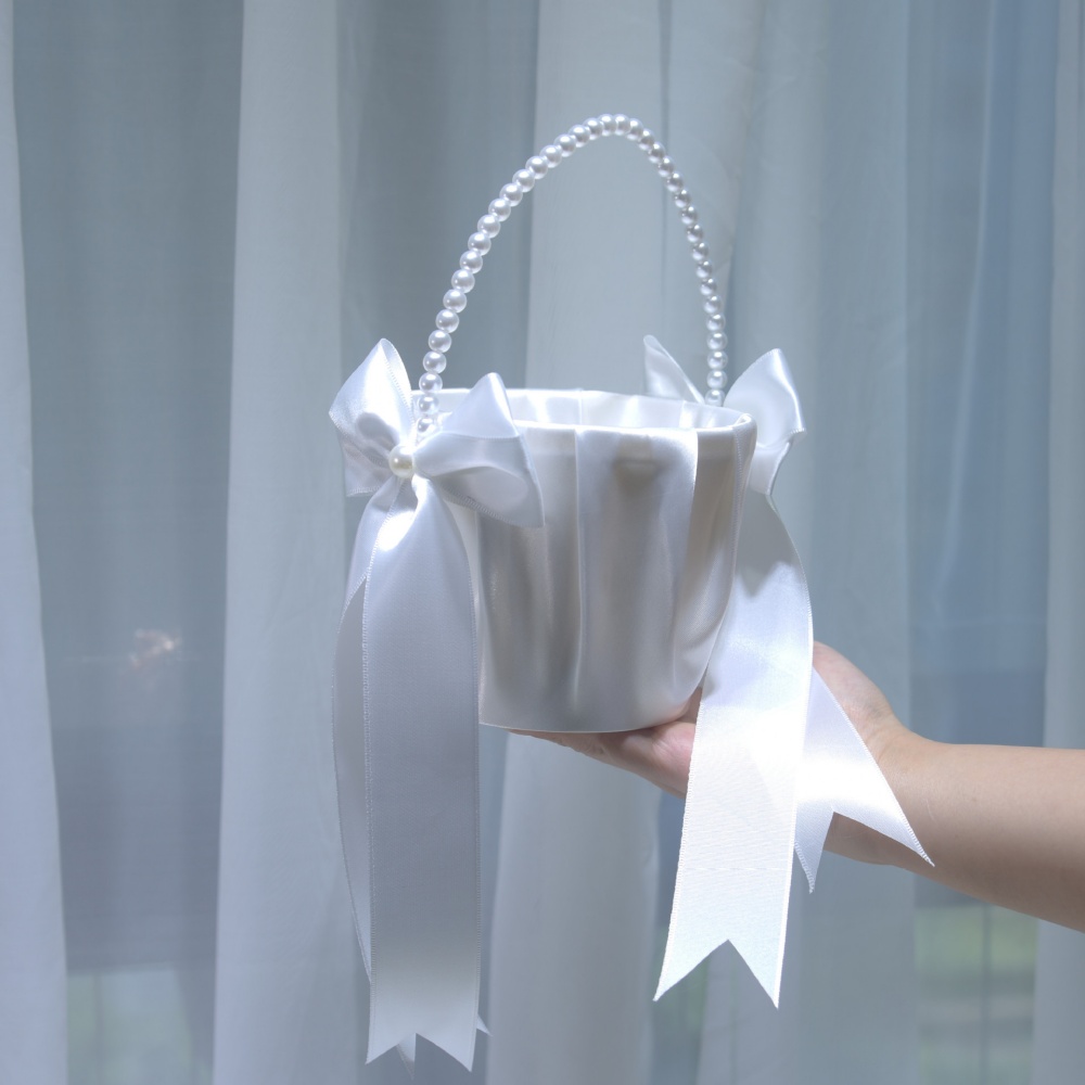White Satin Bow Flower Girl Ba - đánh giá và giá Gardening Tools Girls